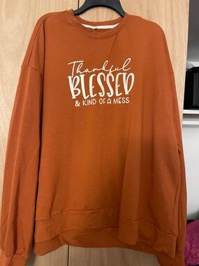 SHEIN Orange Crewneck Sweatshirt